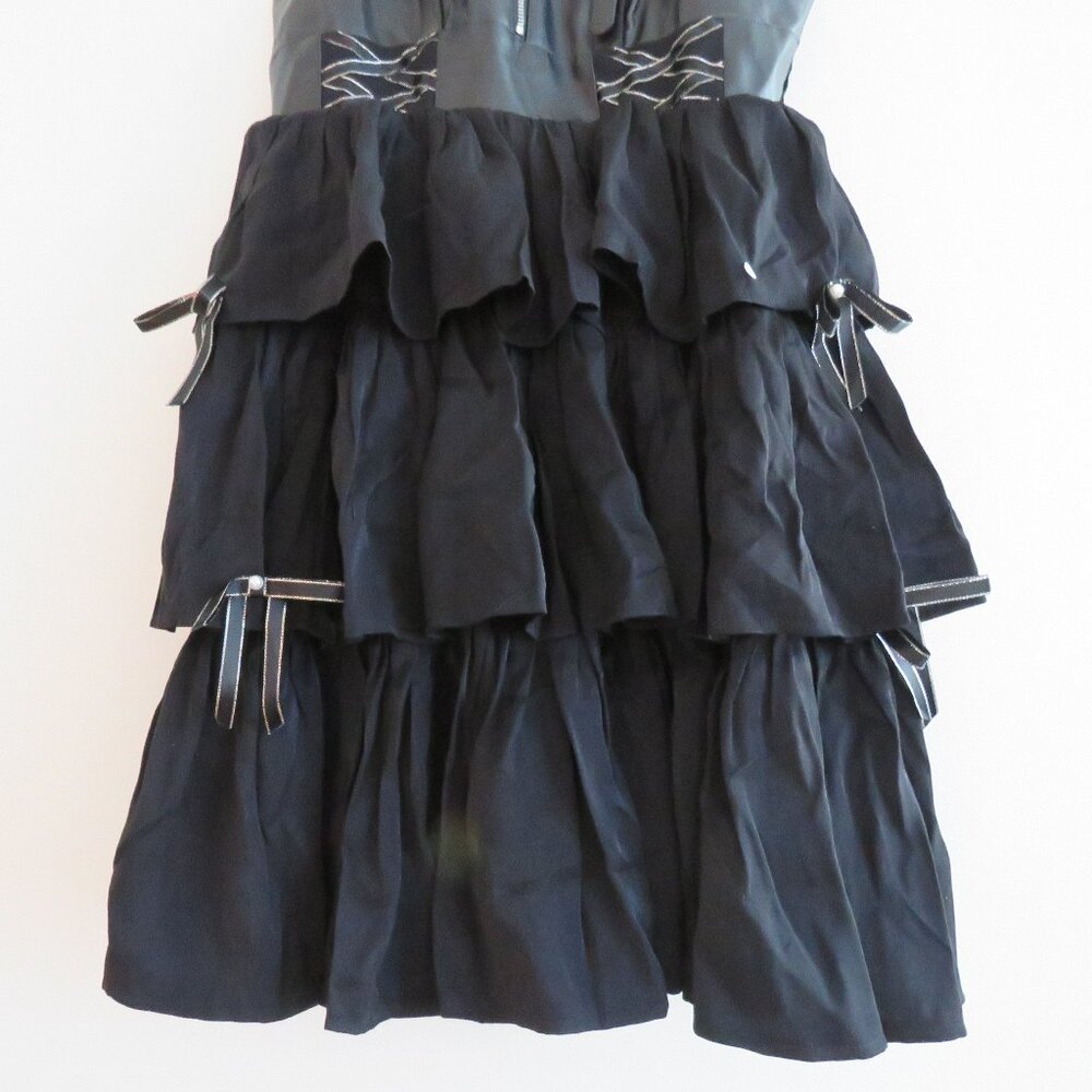 LOLITA Whimsigoth Black Tiered Ruffled Faux Leather Smocked Dress - Picture 7 of 16
